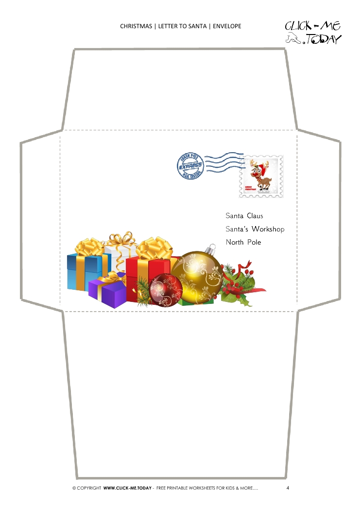 Free printable Xmas envelope stationery presents with stamp 4